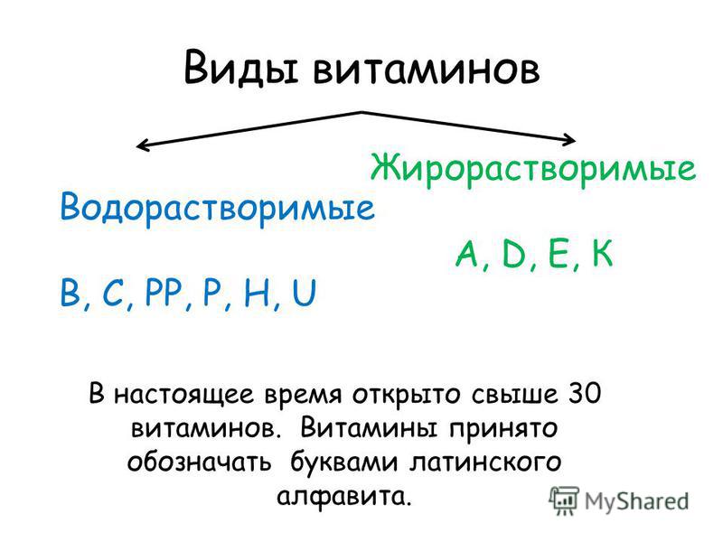 Виды витаминов