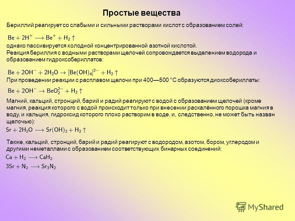 Характеристика бериллия по плану