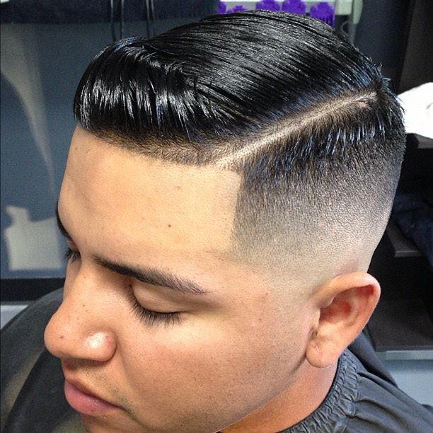 Short Comb over fade with side part