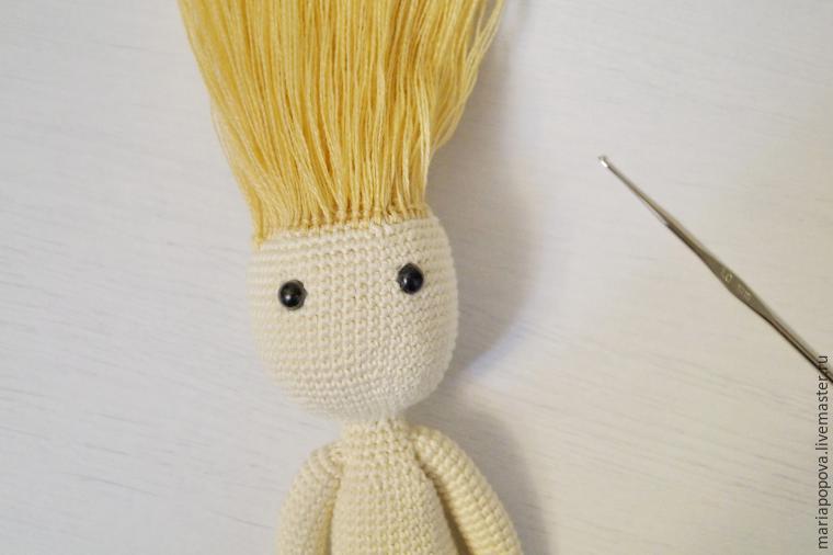 Делаем волосы вязаной кукле, фото № 7