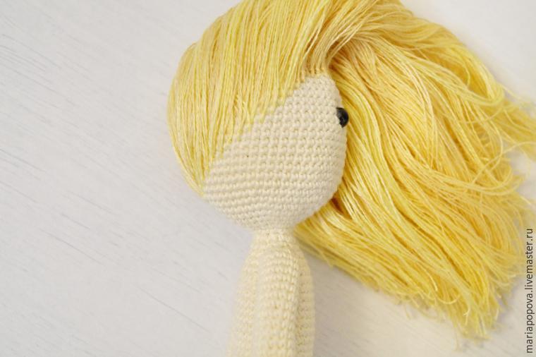 Делаем волосы вязаной кукле, фото № 11