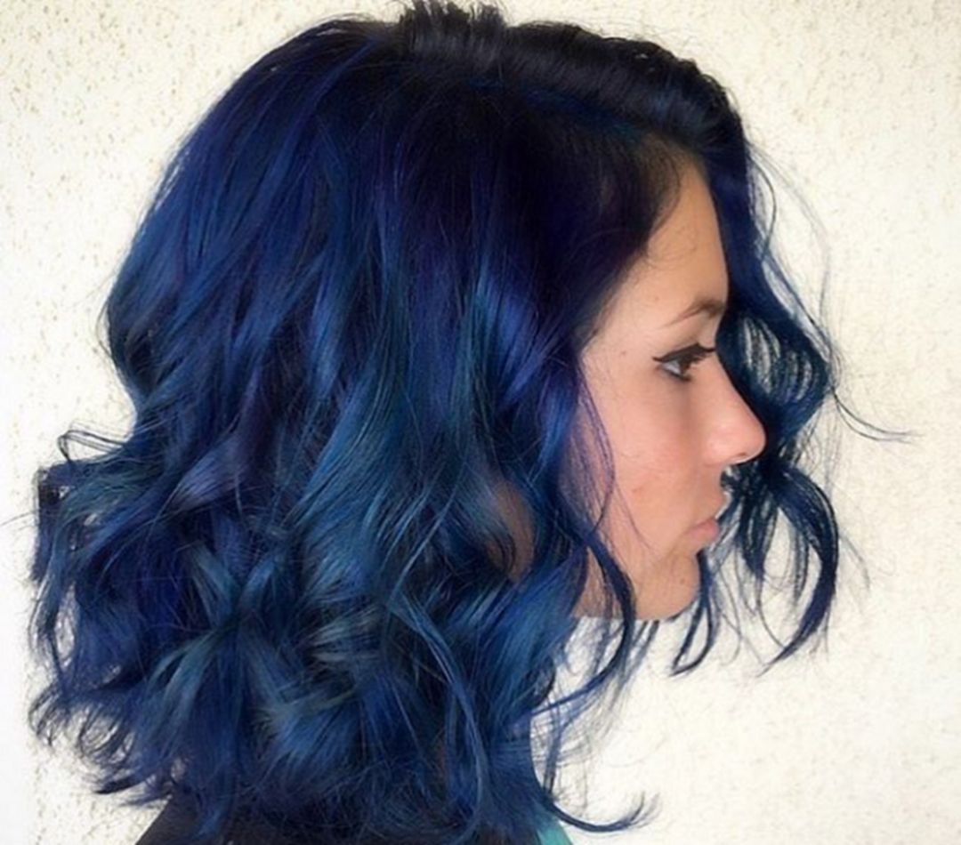 короткие синие волосы фото
