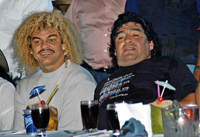 Карлос Вальдеррама и Диего Марадона