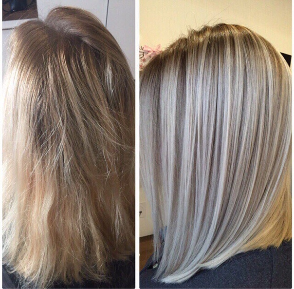 Мелирование волос с тонированием фото до и после на русые